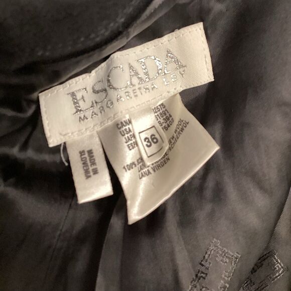 Escada Margaretha Ley Vintage Black Double Breasted Wool Blazer Women’s Size 4 - Picture 15 of 16